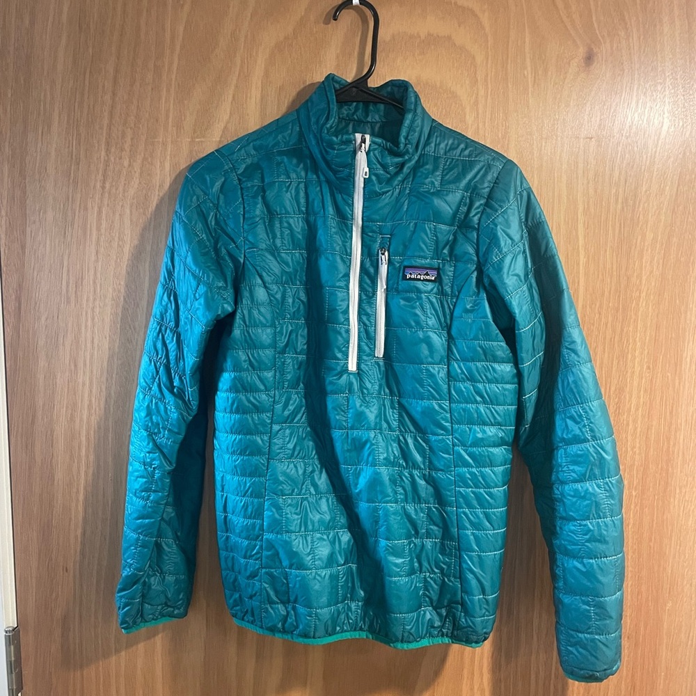Patagonia Nano Puff Puffer Jacket Green 1/4 Zip Quilted Women’s Size